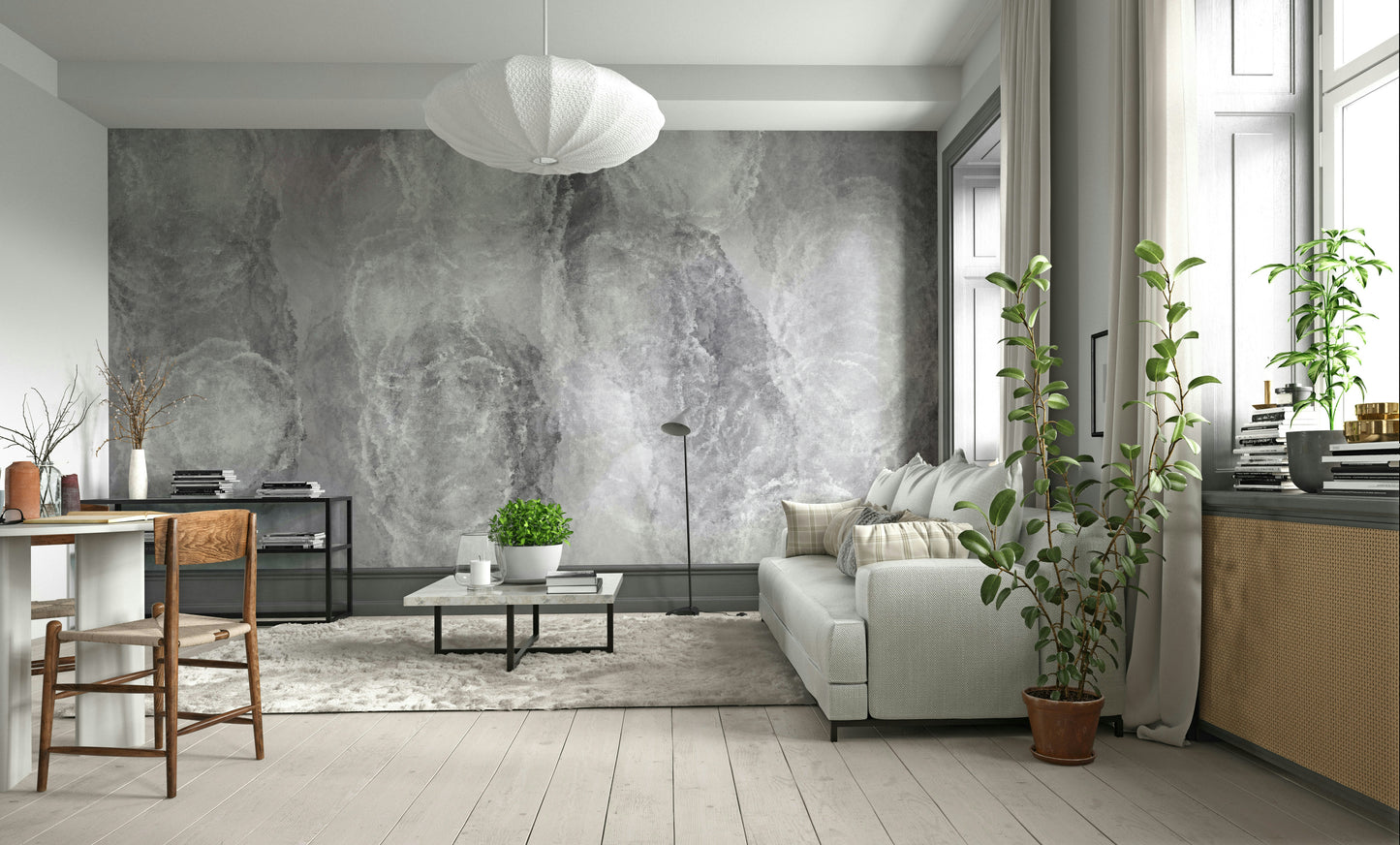 A contemplative gray sky wallpaper mural for a feature wall.

