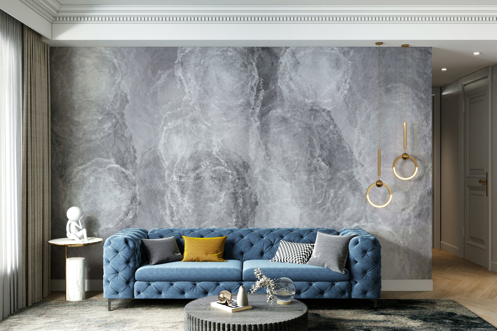 A beautiful modern sky wall mural for a living room.

