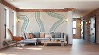 A peaceful subtle pattern mural on decorative wallpaper.

