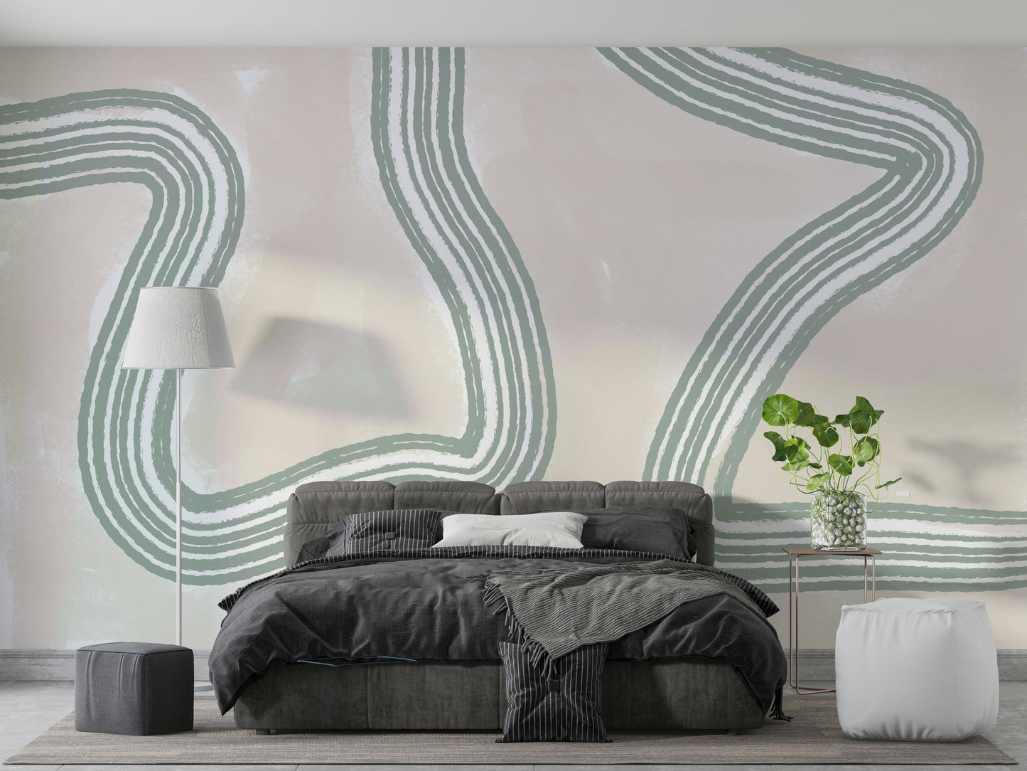 A calming serene design wallpaper mural that defines a space.

