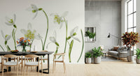 A contemplative white flower wallpaper mural for a feature wall.

