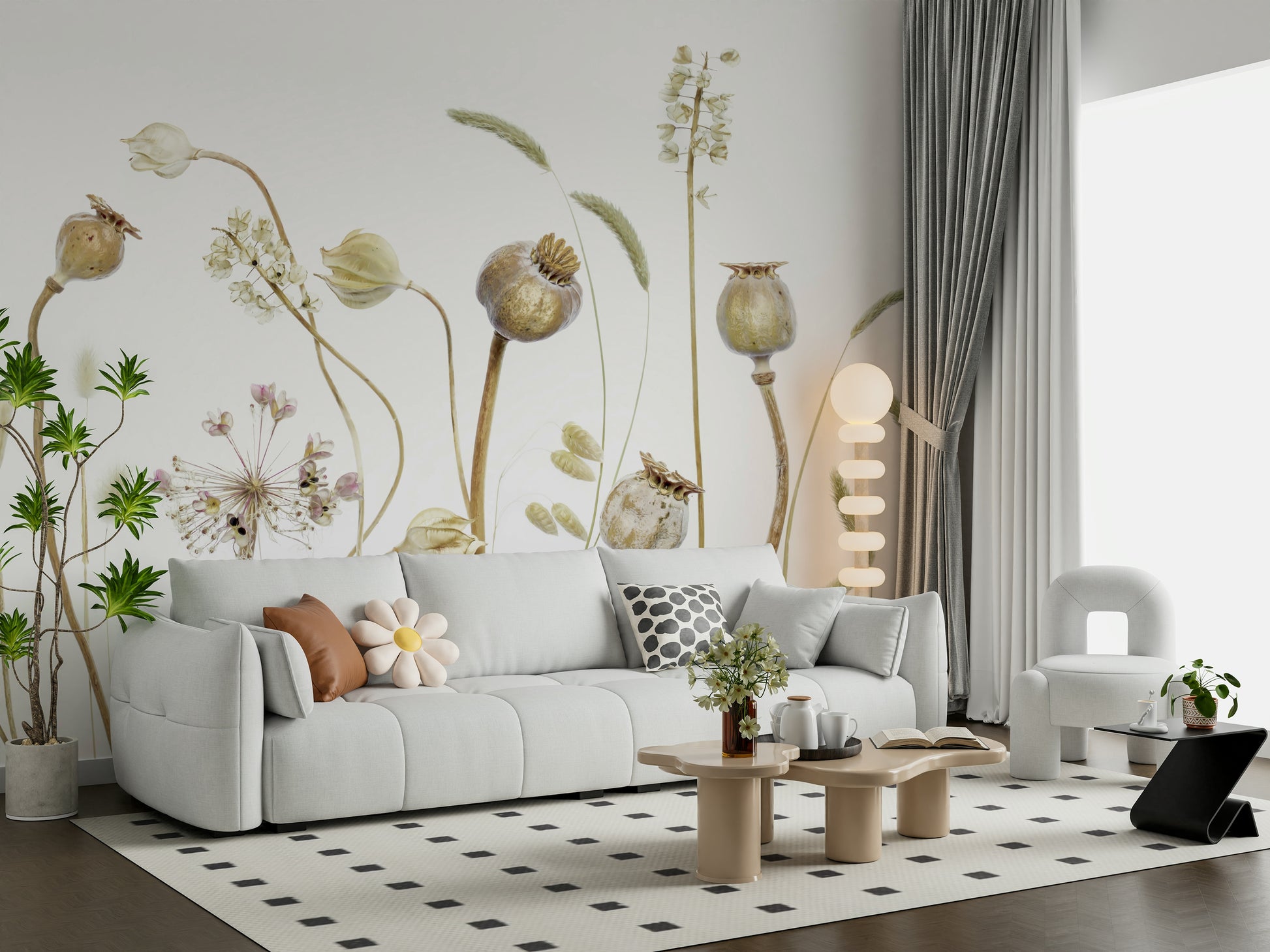 A classic meadow scene wallpaper for walls.

