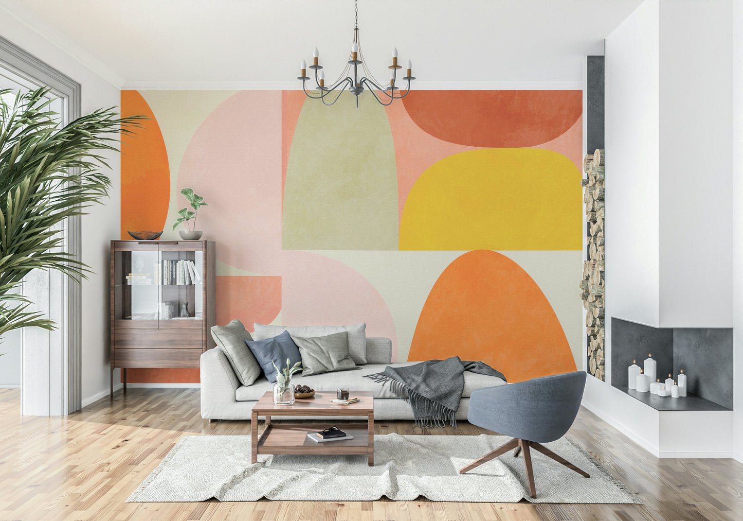 A contemplative modern design wallpaper mural for a feature wall.

