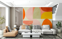 An artistic minimalist shape mural for home decor.

