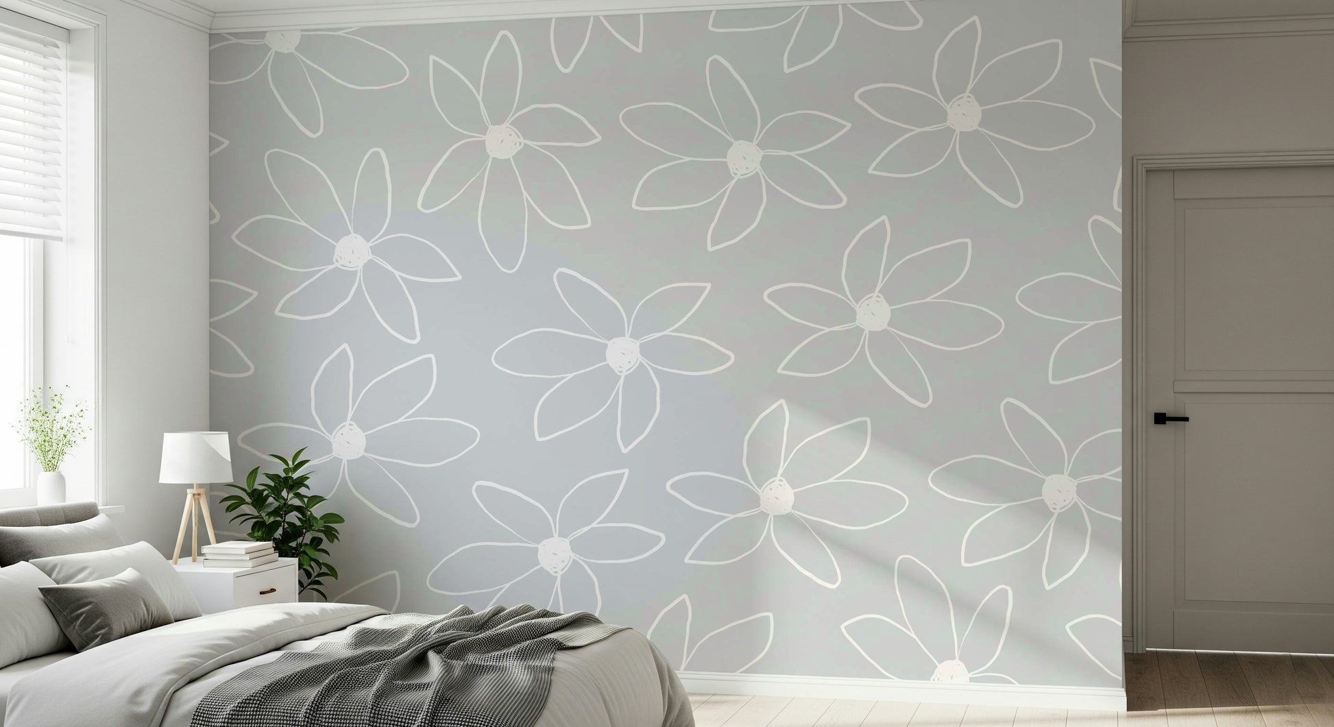 A contemplative doodle pattern wallpaper mural for a feature wall.

