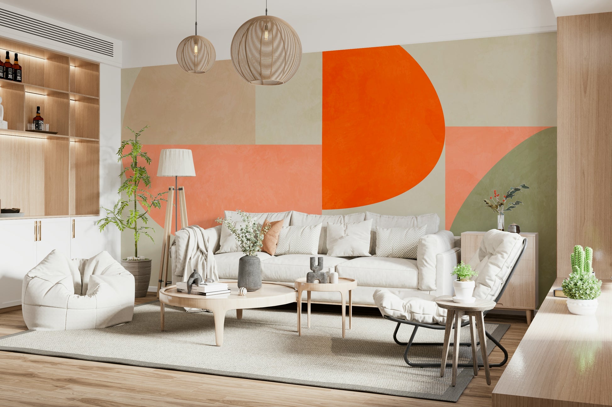 A beautiful geometric harmony wallpaper mural for a modern home.

