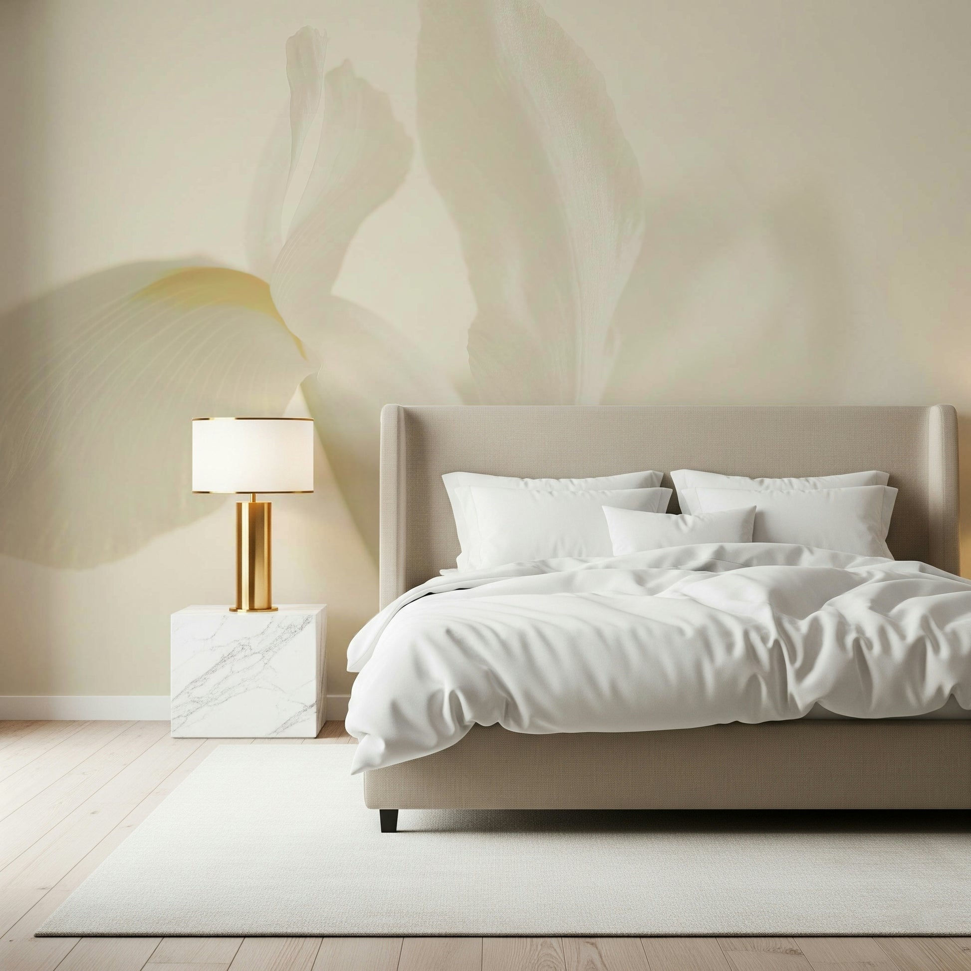 A contemplative soft petal wallpaper mural for a feature wall.

