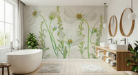 A beautiful modern art wall mural of delicate flowers.

