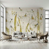 A calming ethereal gold wallpaper mural that defines a space.

