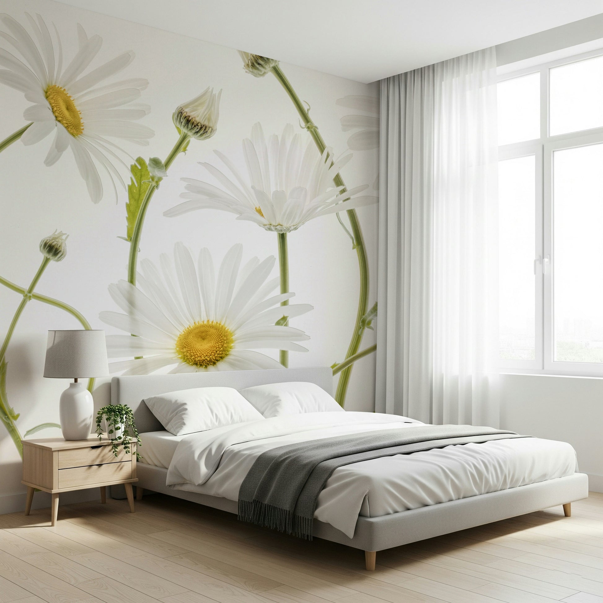 A classic daisy field wallpaper for walls.

