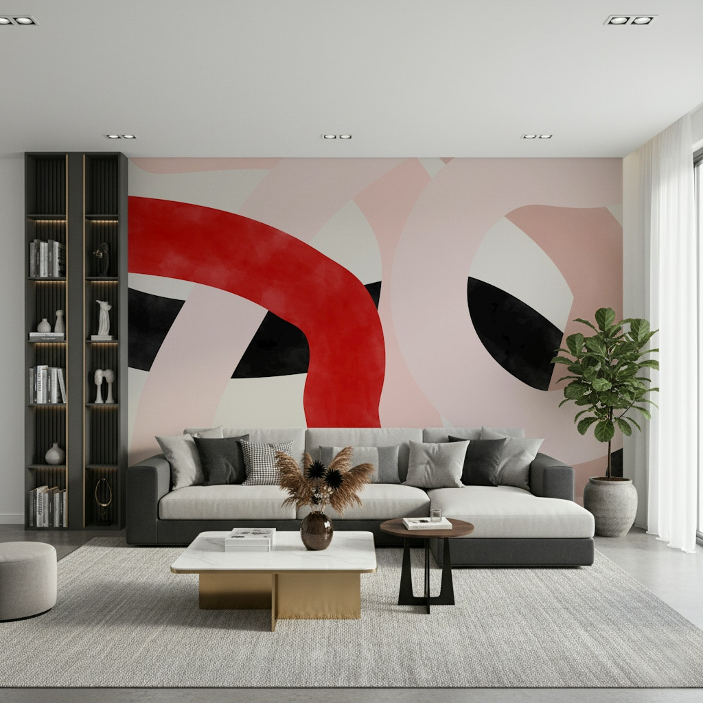 A beautiful abstract art wallpaper mural with bold, visible strokes.

