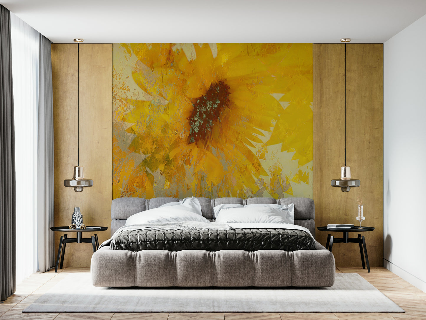 A contemplative subtle bloom wallpaper mural for a feature wall.

