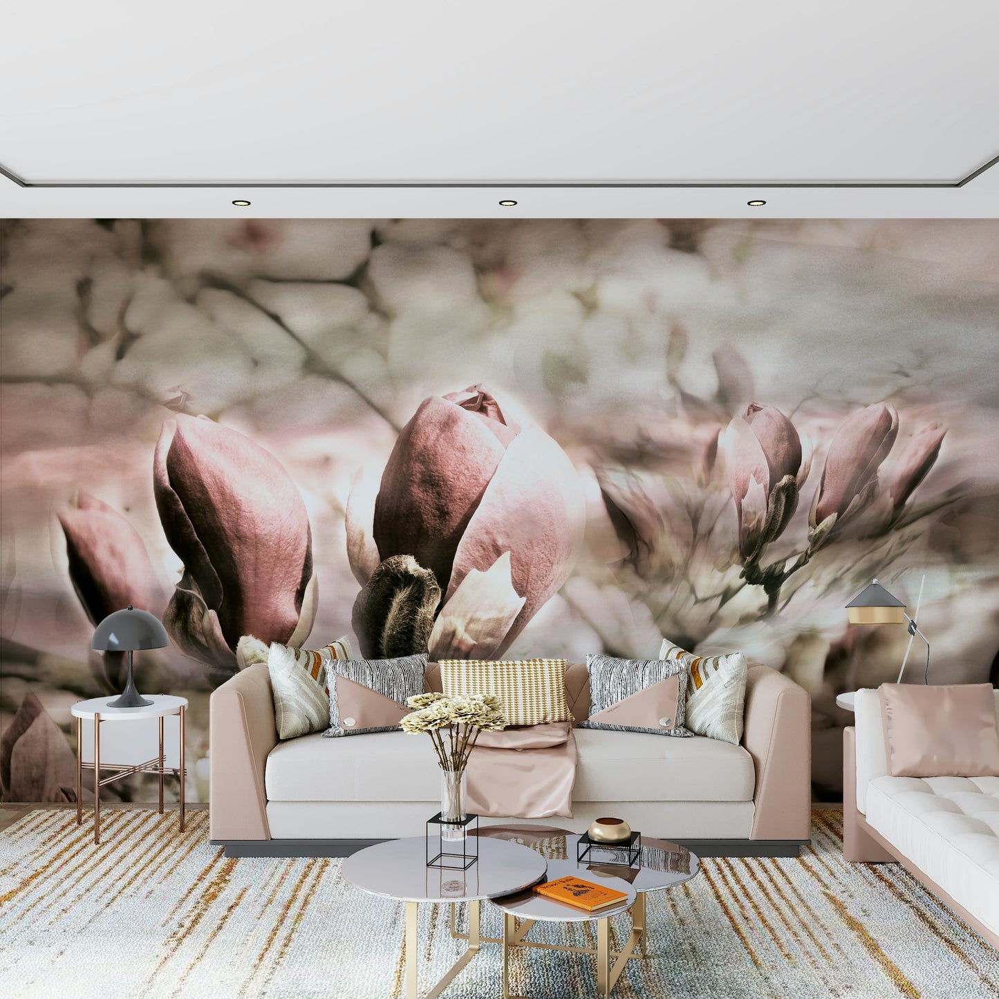 A serene subtle floral wall mural for your decor.

