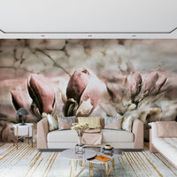 A serene subtle floral wall mural for your decor.

