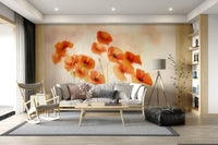 A beautiful serene poppy field wallpaper mural for a modern home.

