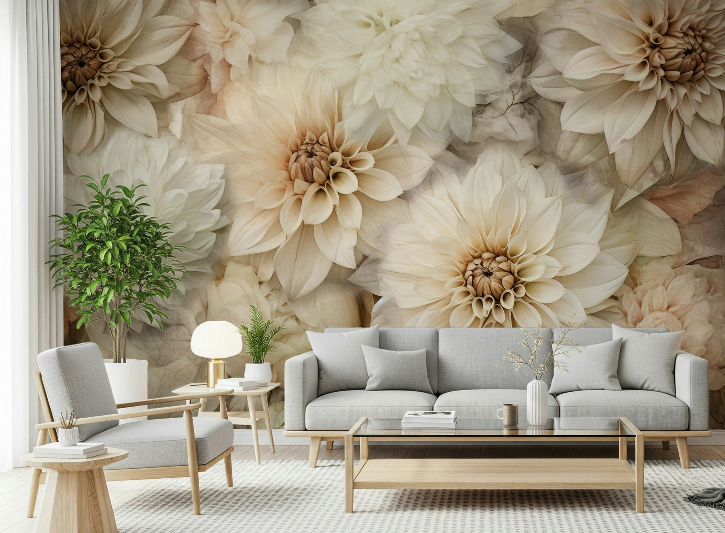 A beautiful subtle floral wallpaper mural for a modern home.

