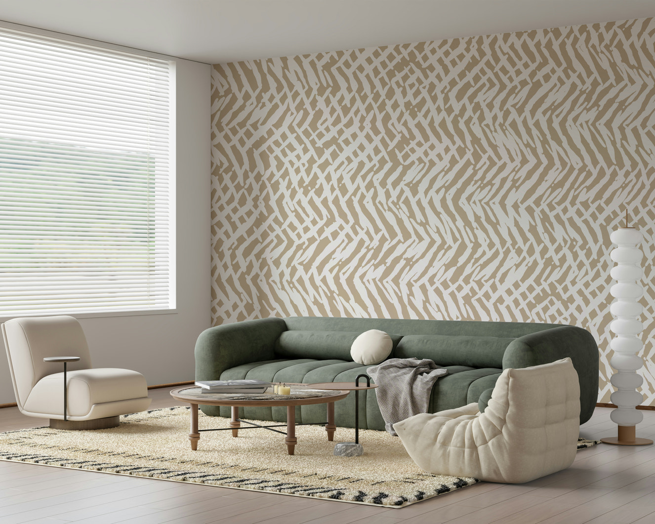 A beautiful abstract crisscross wallpaper mural for a modern home.

