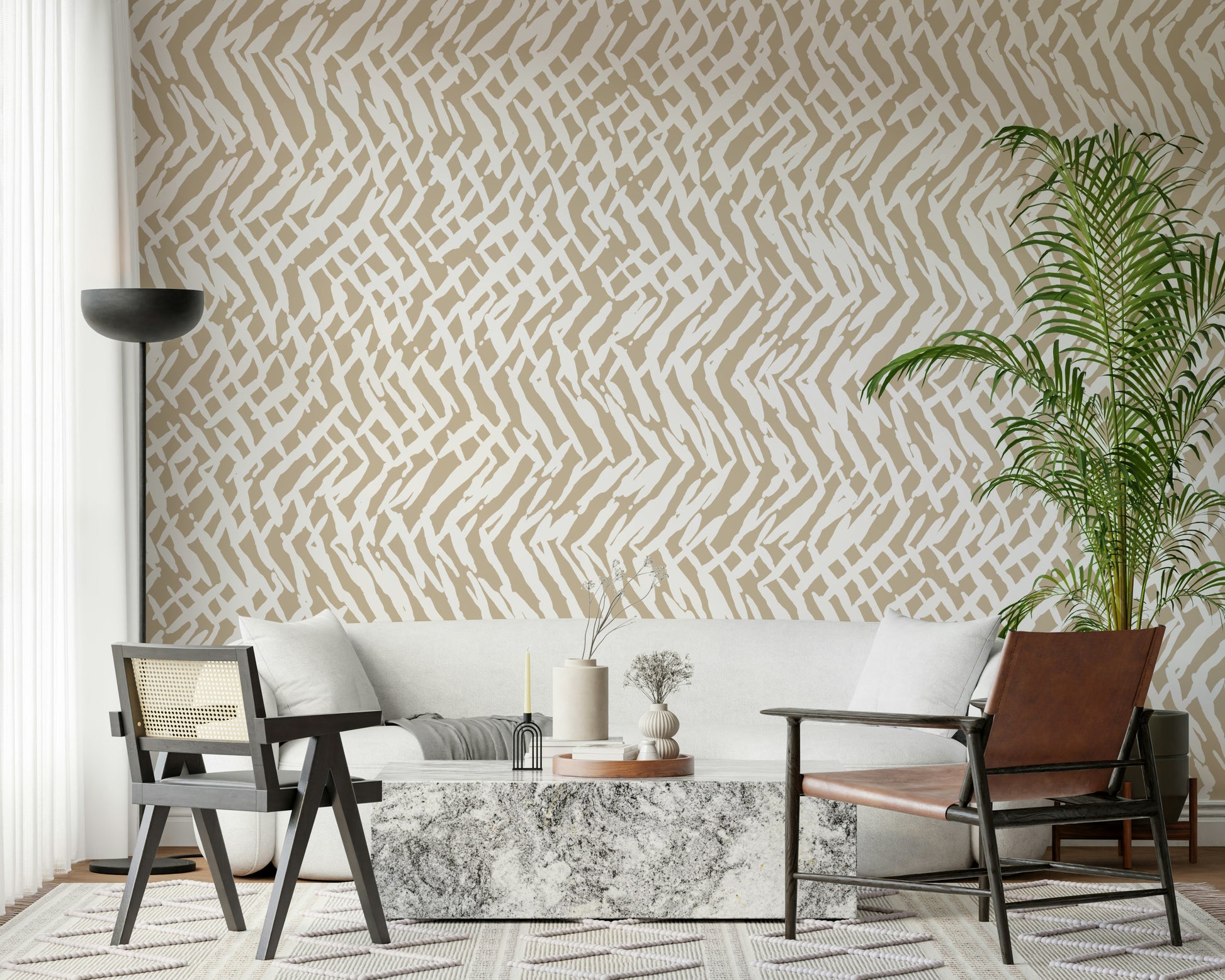 A contemplative subtle texture wallpaper mural for a feature wall.

