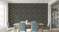A graceful subtle line wall mural in cool, natural tones.

