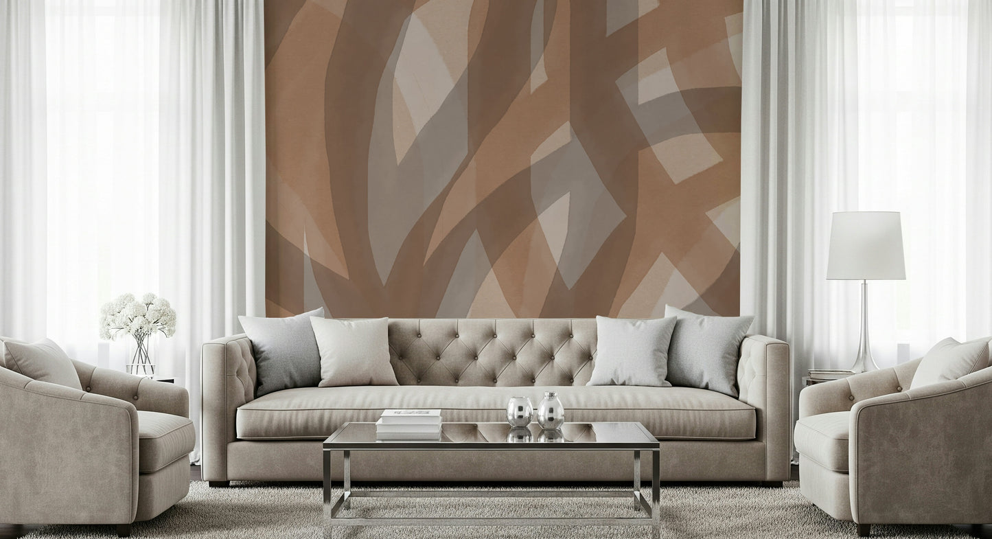 A calming modern design wallpaper mural that defines a space.

