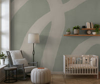 An artistic modern pattern mural on minimalist wallpaper.