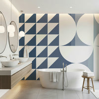 An artistic minimalist shape mural for home decor.