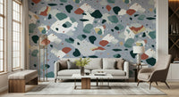 An artistic minimalist form mural for home decor.