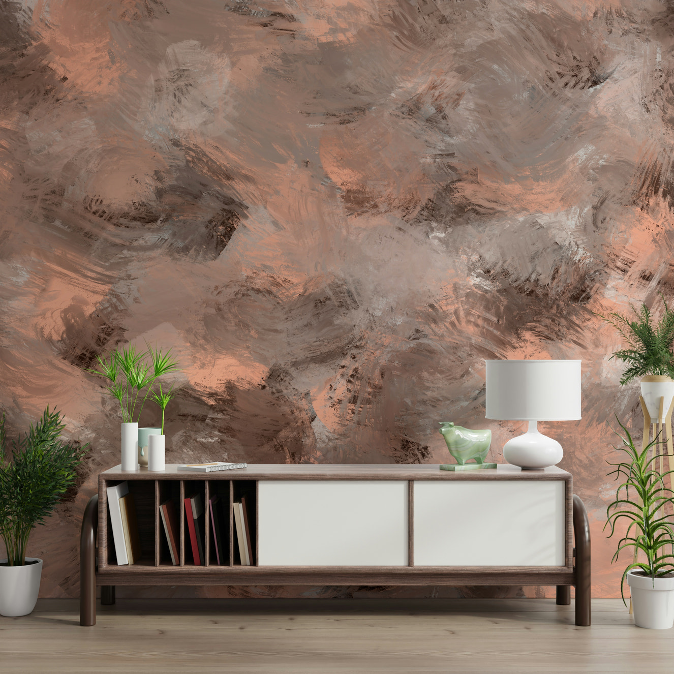 A beautiful subtle peach wallpaper mural with a hazy effect.