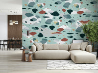 A classic abstract collage wallpaper for walls.