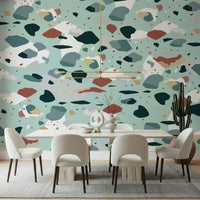 An artistic minimalist form mural for home decor.