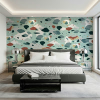 A beautiful modern art wall mural for a living room.