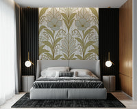 A contemplative 1920s style wallpaper mural for a feature wall.