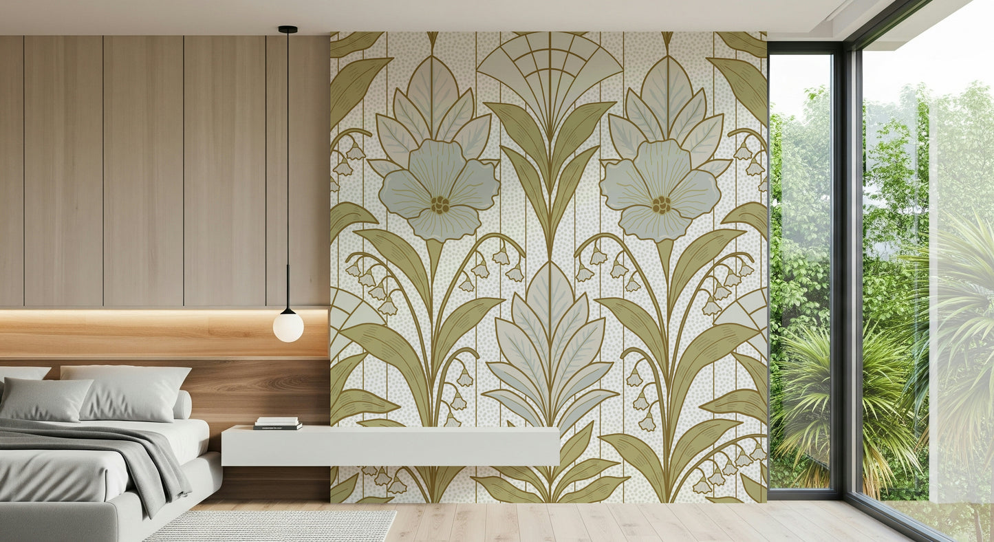 A classic soft floral wallpaper for walls.