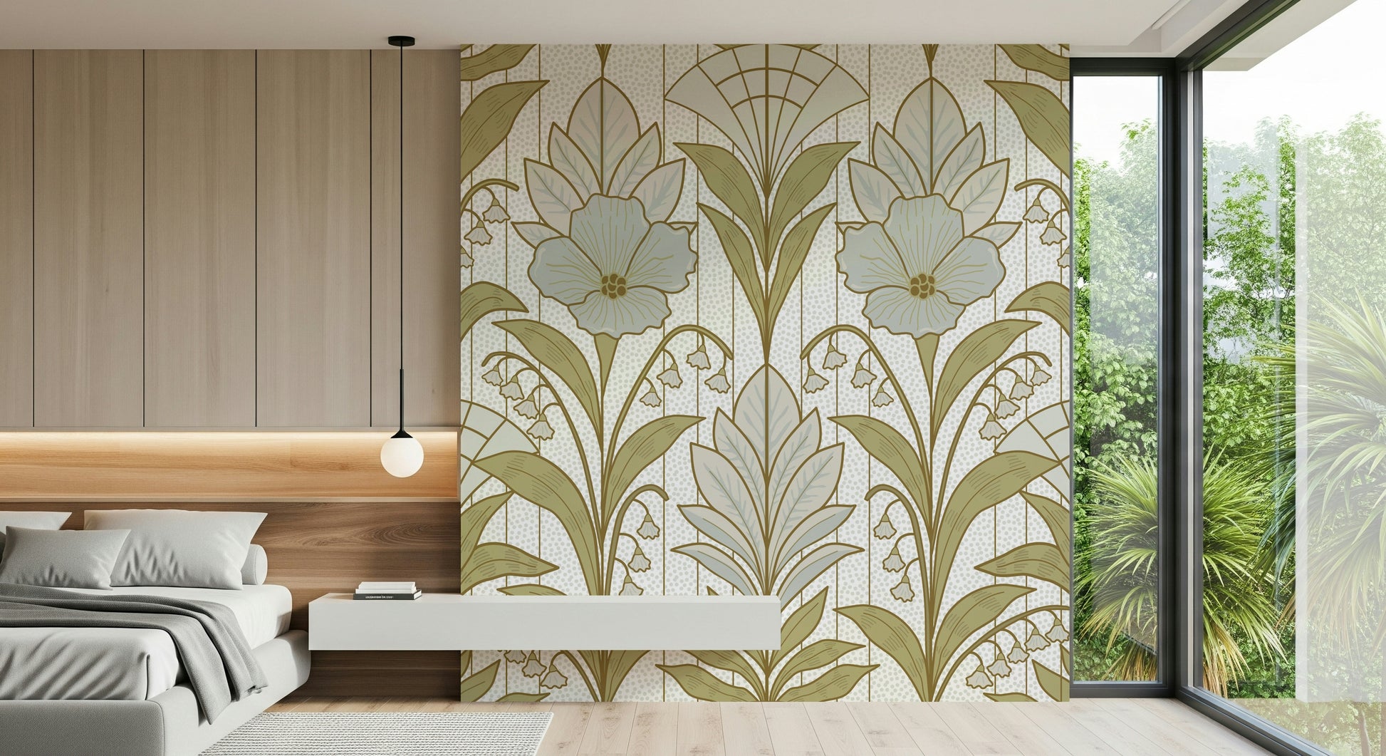 A classic soft floral wallpaper for walls.