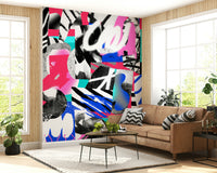 A calming abstract design wallpaper mural that defines a space.