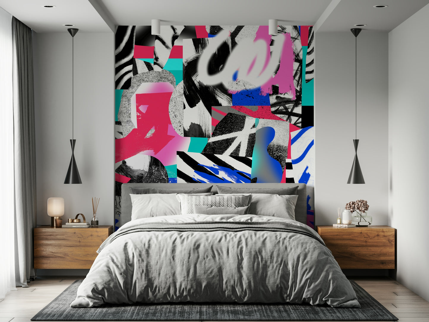 A classic abstract collage wallpaper for walls.