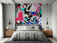 A classic abstract collage wallpaper for walls.