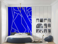A peaceful modern abstract mural on decorative wallpaper.
