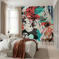 A contemplative lunar cycle wallpaper mural for a feature wall.