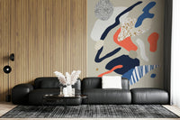 A beautiful abstract line wallpaper mural with a calming, repetitive groove pattern.