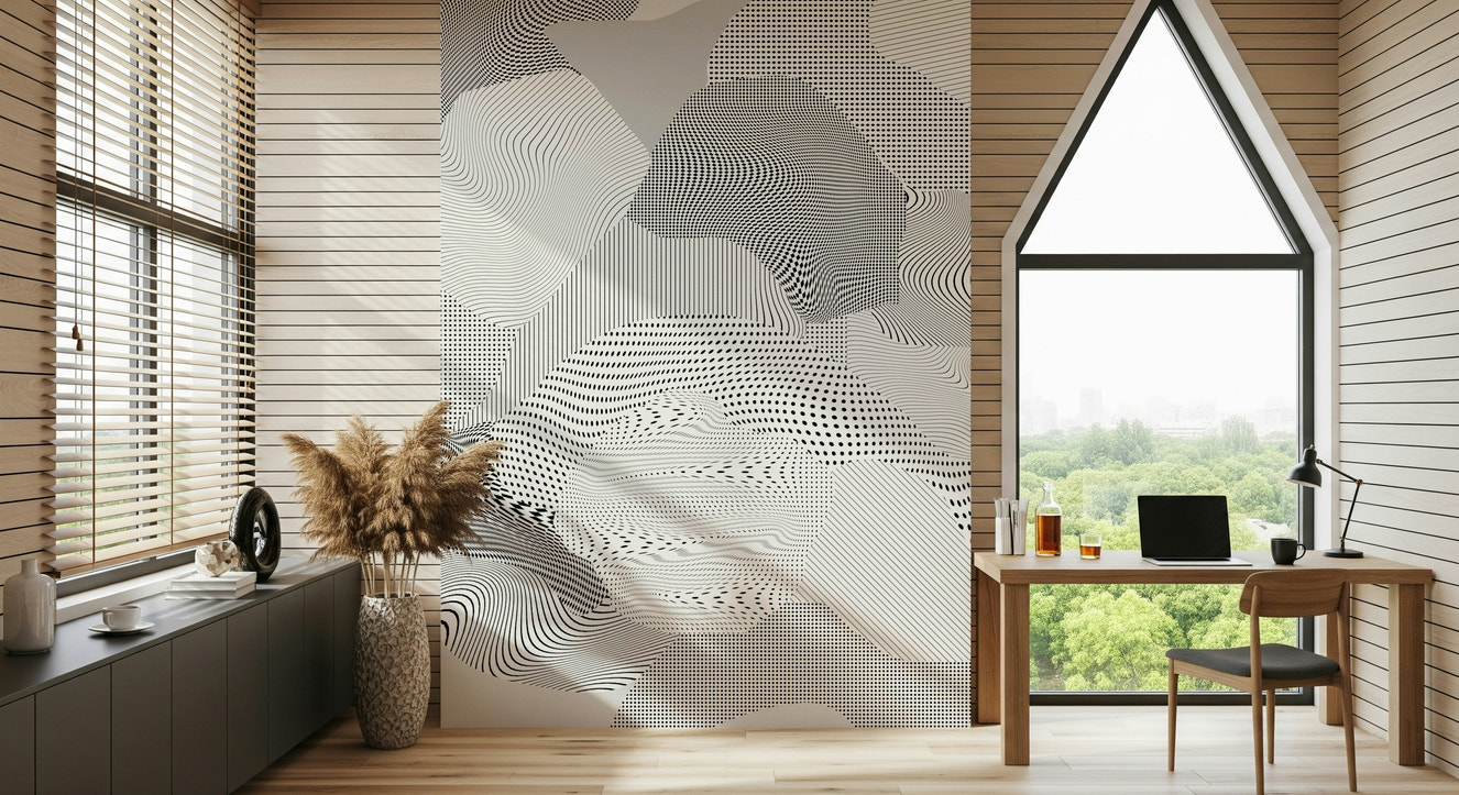 A beautiful metallic chrome wallpaper mural with subtle texture.