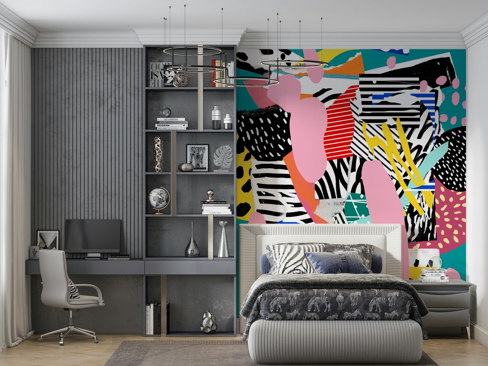 A beautiful modern sport wall mural for a training room.

