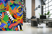 A serene tropical forest wall mural for vibrant decor.

