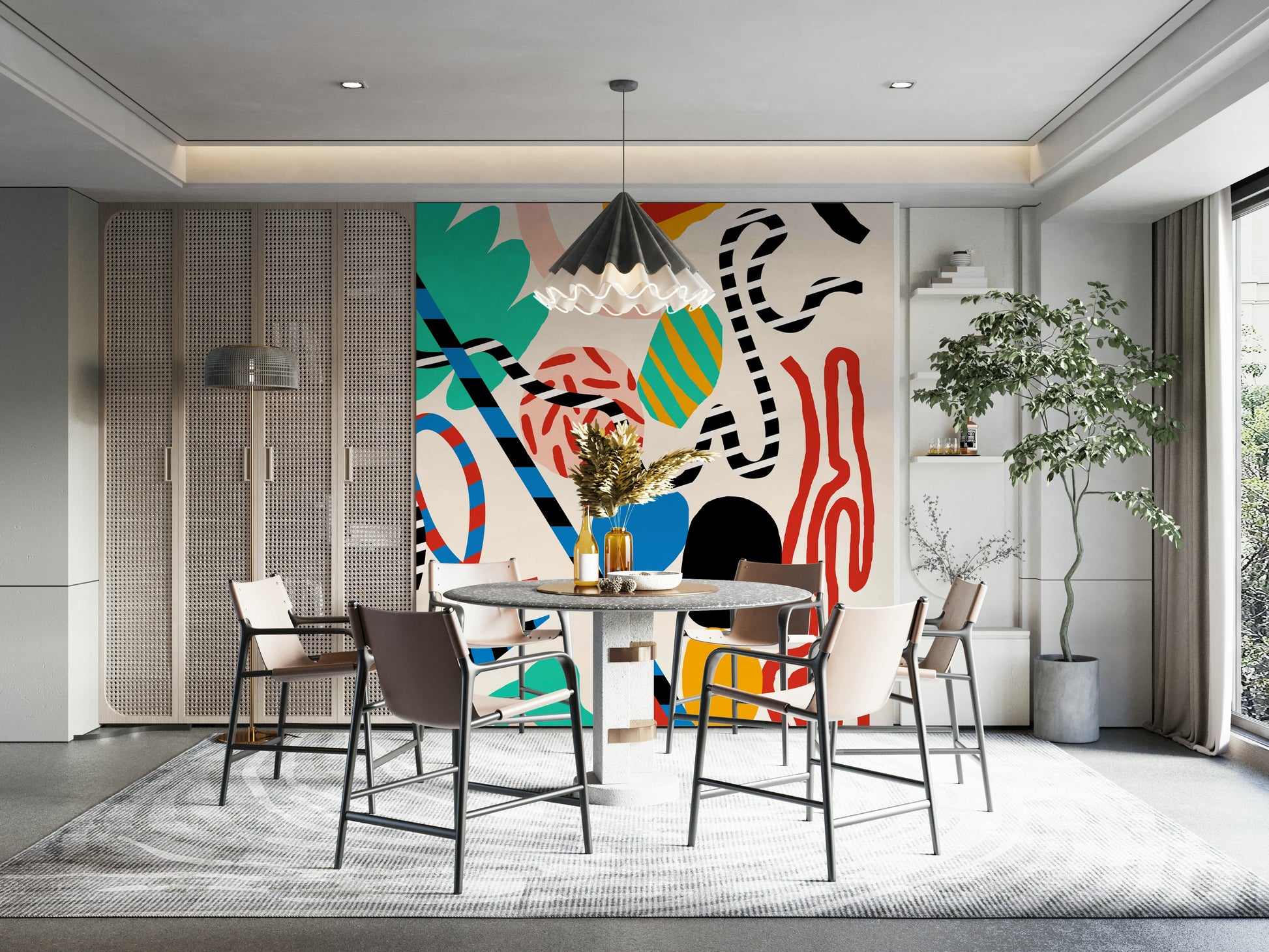 A contemplative subtle vertical wallpaper mural for a feature wall.

