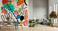An artistic modern ascent mural on minimalist wallpaper.

