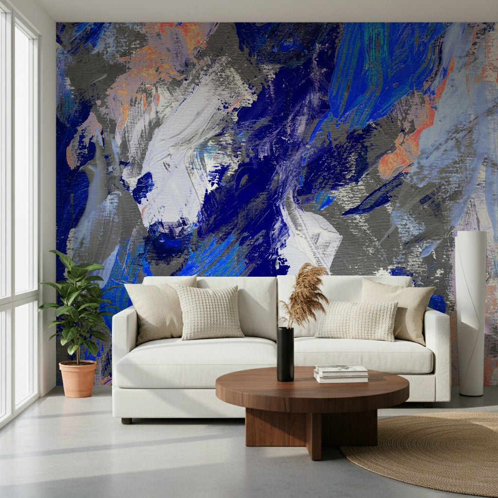 An artistic minimalist form mural for home decor.

