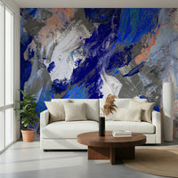 An artistic minimalist form mural for home decor.

