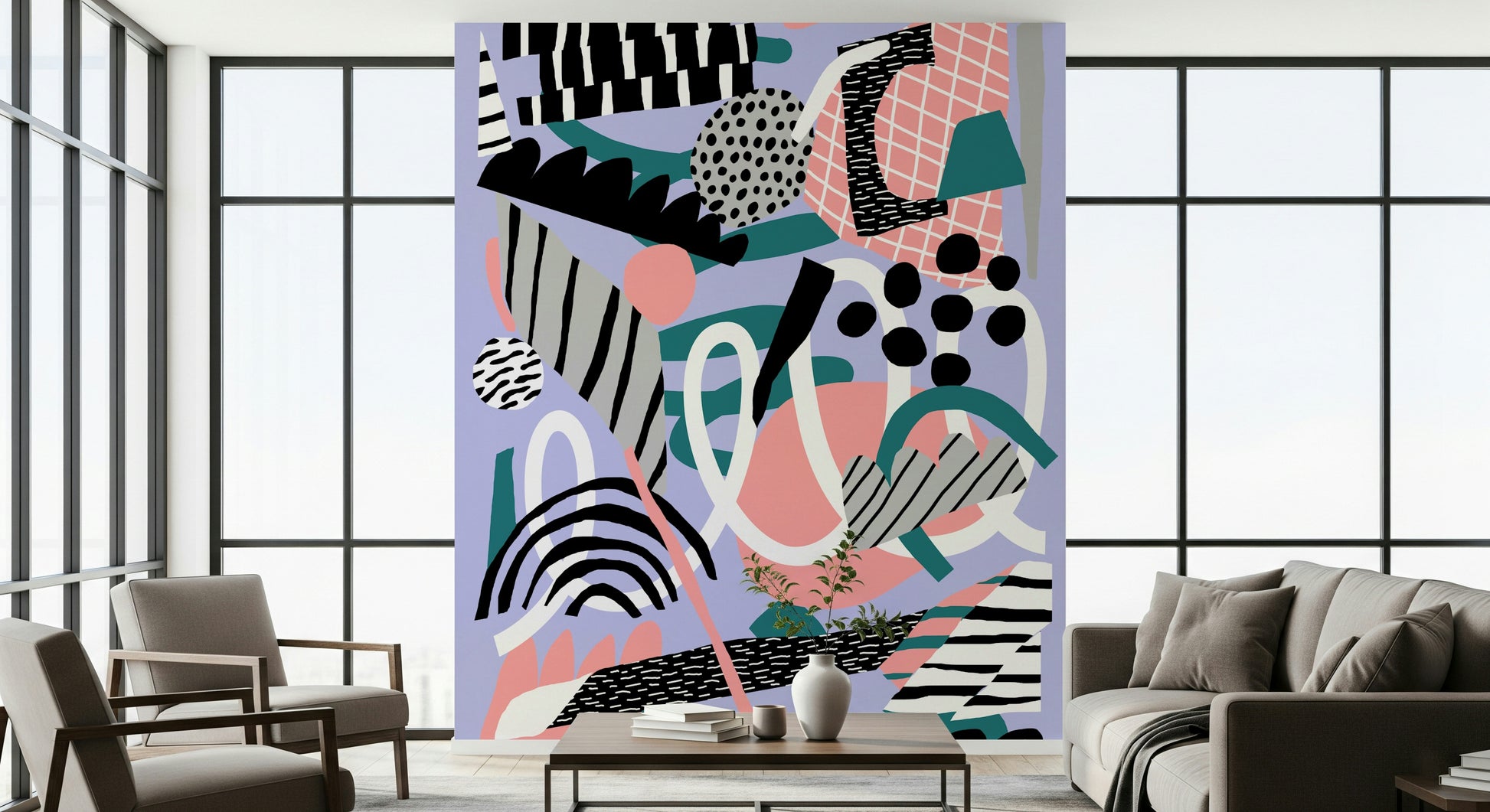 A serene subtle color wash wall mural for your decor.

