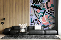 A graceful subtle pattern wall mural in cool, purple tones.

