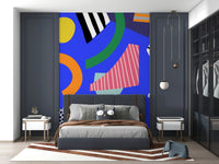 A peaceful abstract design mural on decorative wallpaper.

